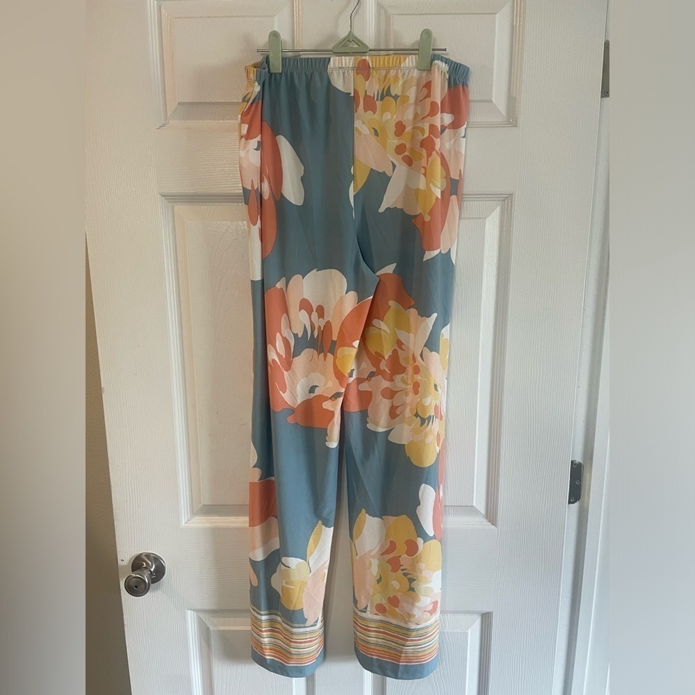 Melissa Paige Floral Wide Leg Pants - Blue, Orange, Pink